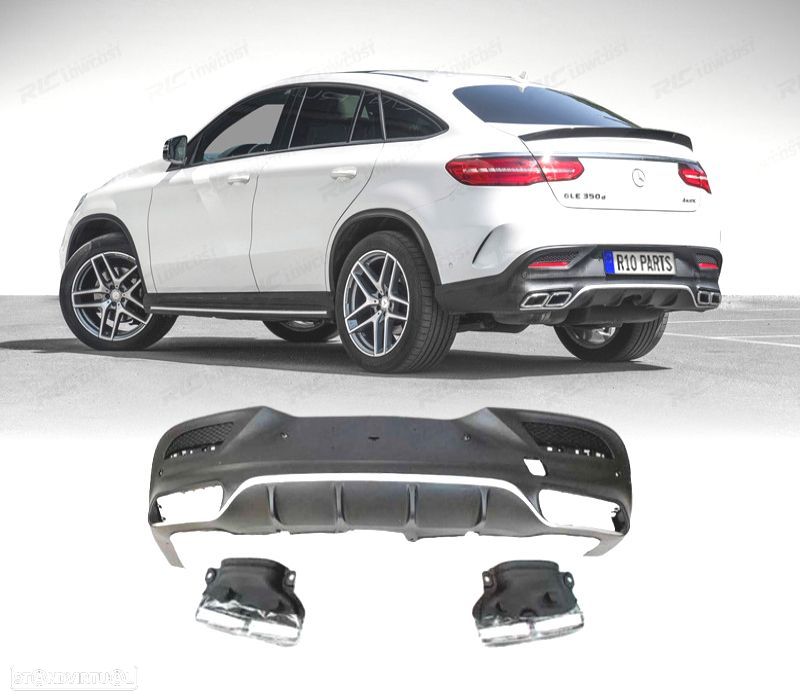 DIFUSOR MERCEDES C292 14-18 LOOK AMG GLE63 CROMADO + PONTEIRAS ESCAPE - 1