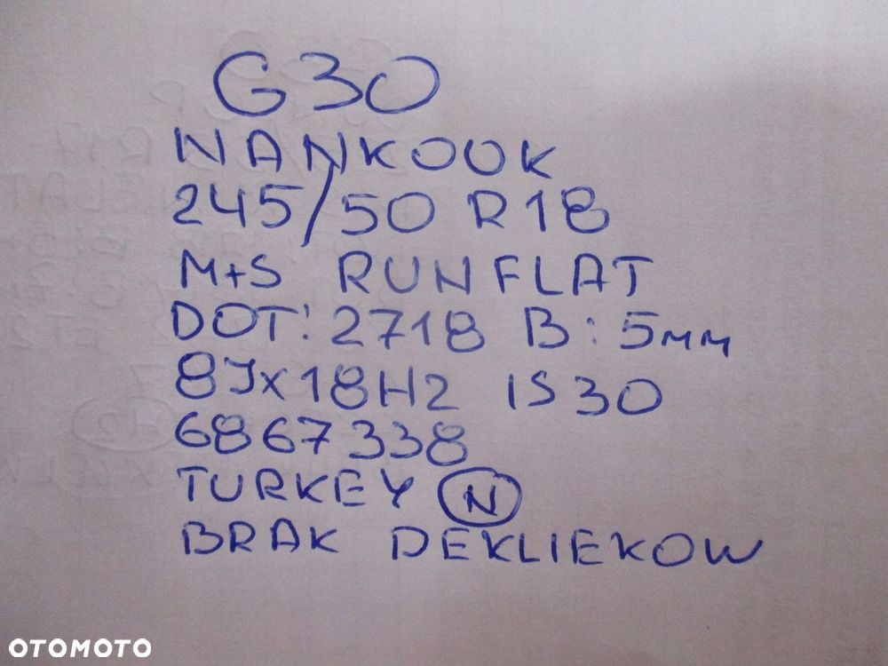 Koła Felgi Opony BMW 5 G30 R18 MS RUN FLAT - 12
