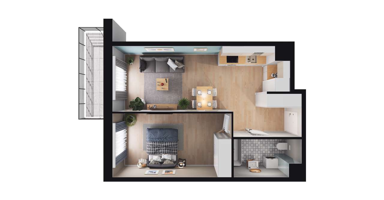 2-pokojowe mieszkanie 43m2 + balkon Bez Prowizji