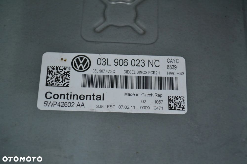 VW AUDI SEAT SKODA 1,6 TDI KOMPUTER STEROWNIK SILNIKA CONTINENTAL 03L906023NC 5WP42602AA - 3
