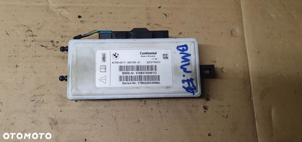 Moduł Sensor Airbag Poduszek BMW 3 F30 F31 6837359 - 1