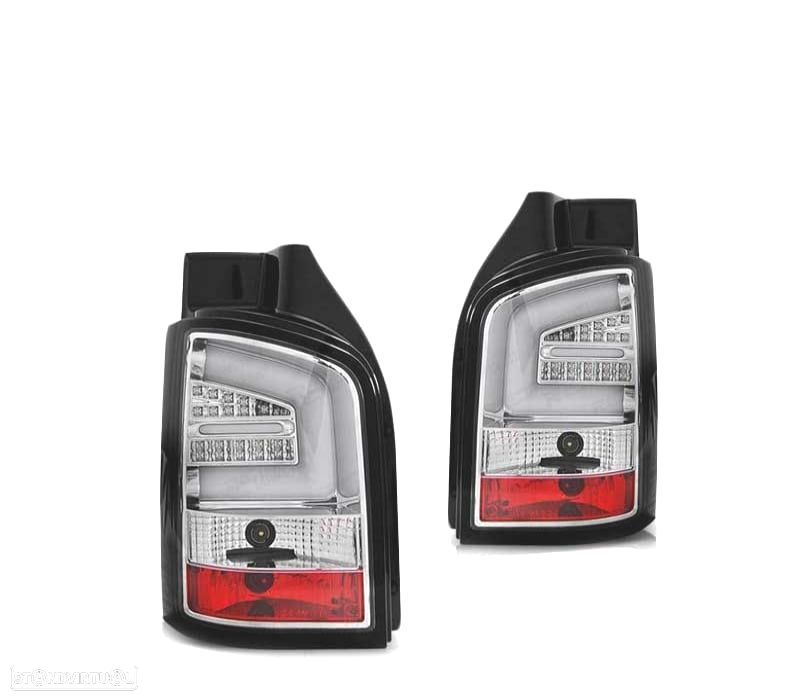 FAROLINS TRASEIROS LED VOLKSWAGEN VW T5 010-15 CROMADO - 1