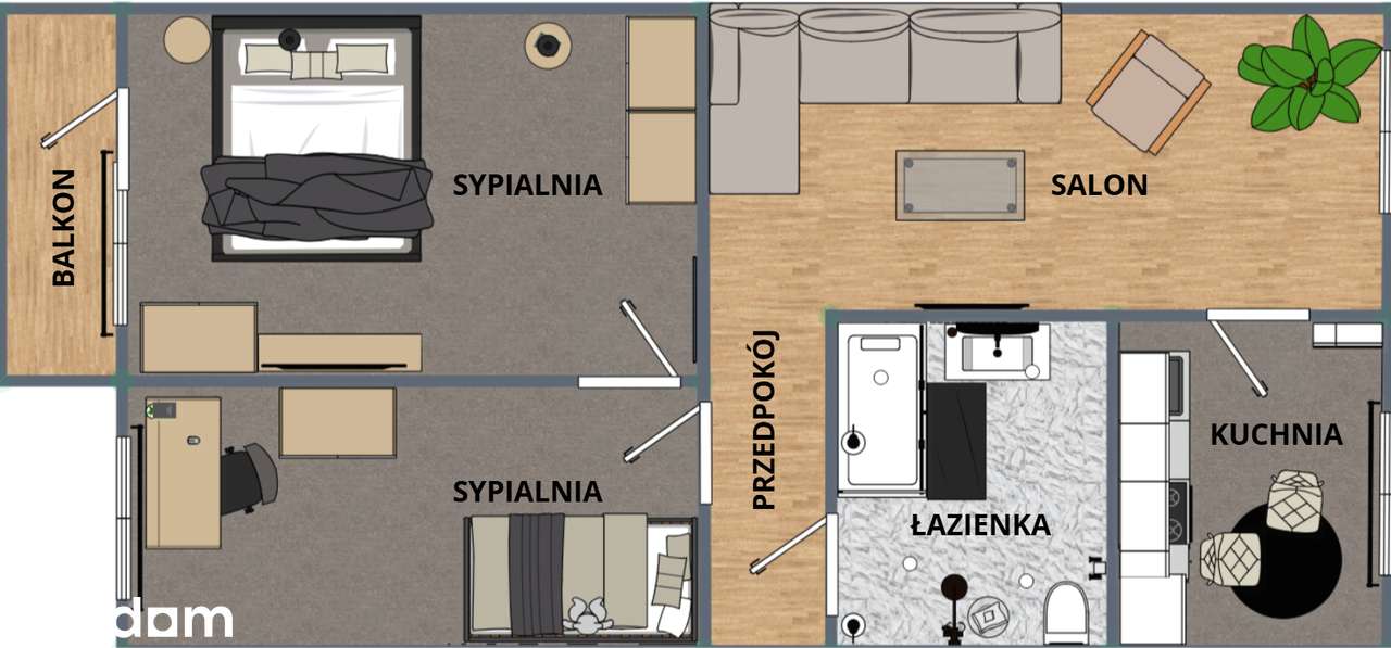 3 pokoje do własnej aranżacji | 56m2 | BAL