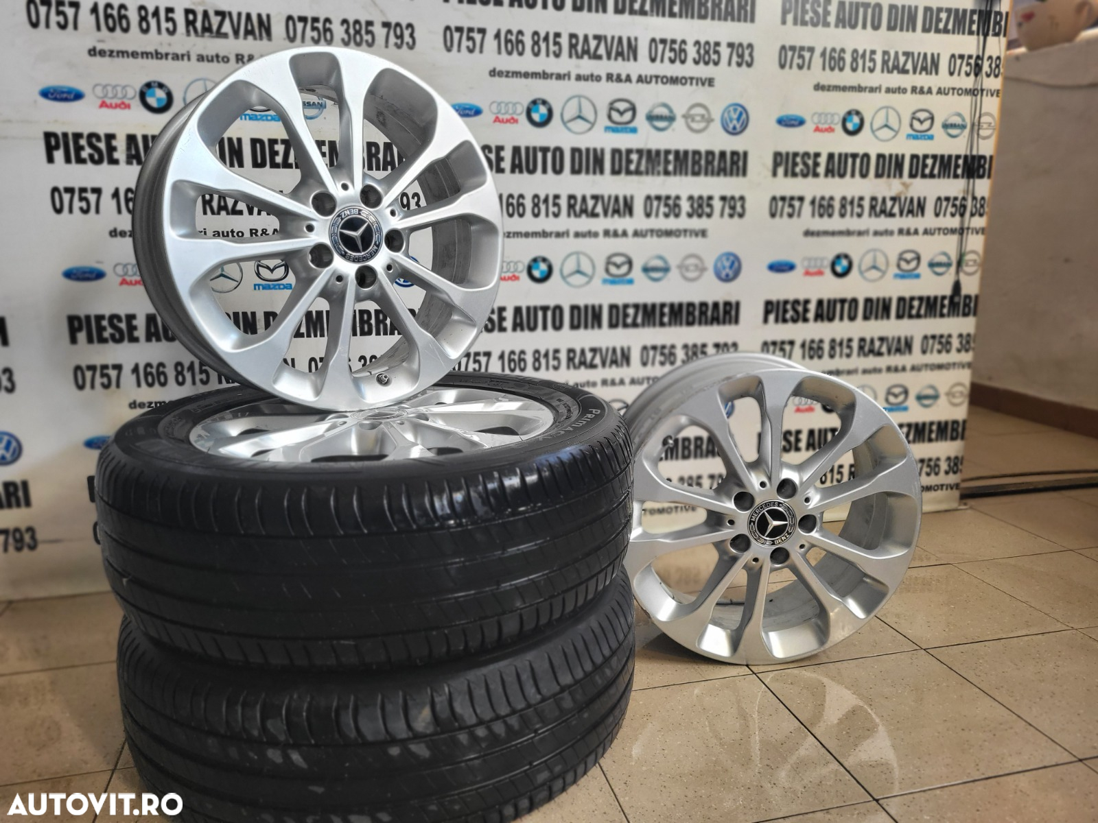 Set Jante Aluminiu R17 Mercedes C E Class A B Class Gla Cla Etc. 5x112 Cu Doua Anvelope Michelin Dot 2618 215/60R17 - 3