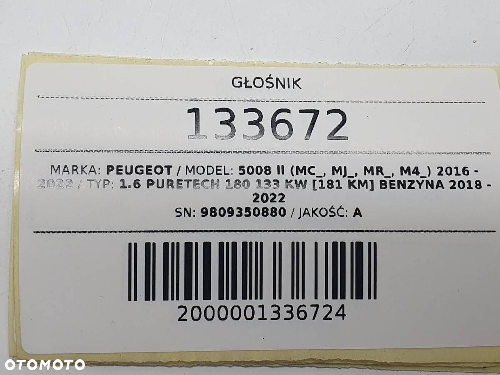 GŁOŚNIK 9809350880 PEUGEOT 5008 II 2019 EUROPA - 6