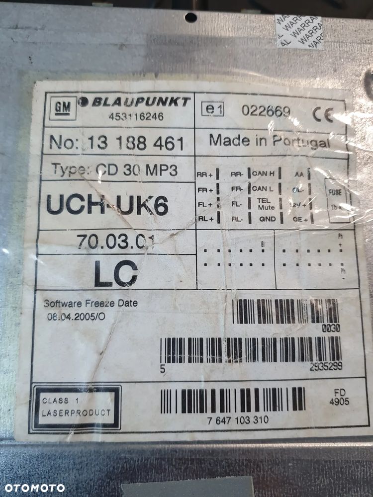 RADIO FABRYCZNE OPEL ASTRA III H 13188461 RADIOODTWARZACZ CD30 MP3 POSIADAM 2 SZT - 8