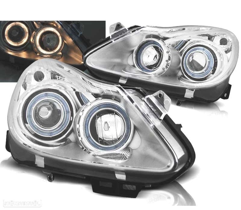 FARÓIS OPEL CORSA D 06- ANGEL EYES CROMADOS - 1