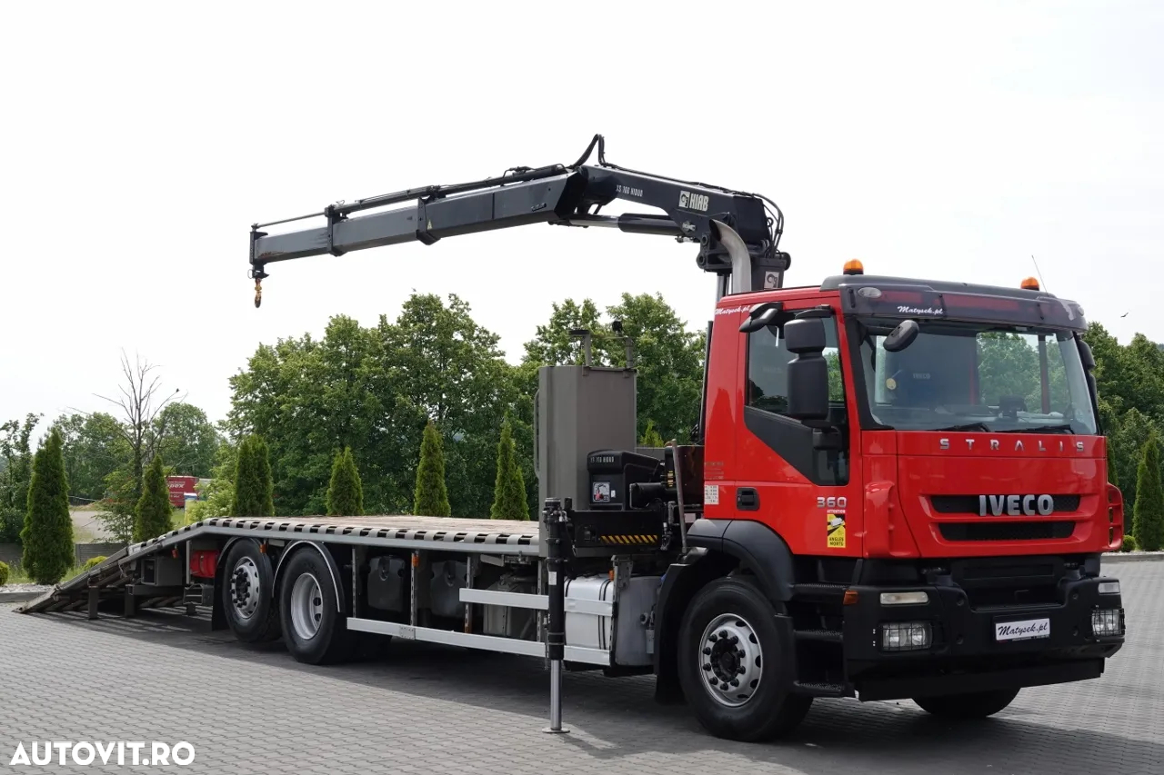Iveco STRALIS / 6X2 / CARRIER + HDS HIAB XS 166 / AXIE ELEVABILĂ / RAMPE HIDRAULICE / TROLIU / ASISTENȚĂ RUTIERĂ / EURO 5 EEV - 4