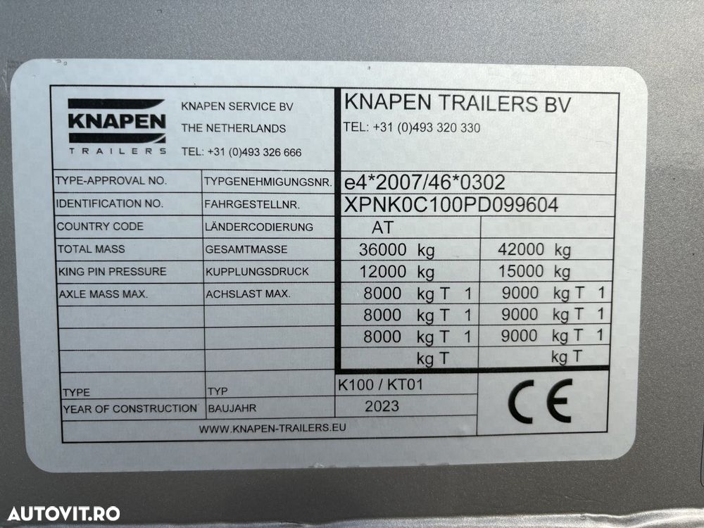 Knapen Trailers Walking Floor, axa viratoare, axa liftanta,7770 kg, factura externa - 10