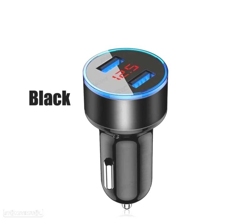 CARREGADOR RAPIDO ISQUEIRO DUPLO LCD USB 4.8 A PRETO - 1