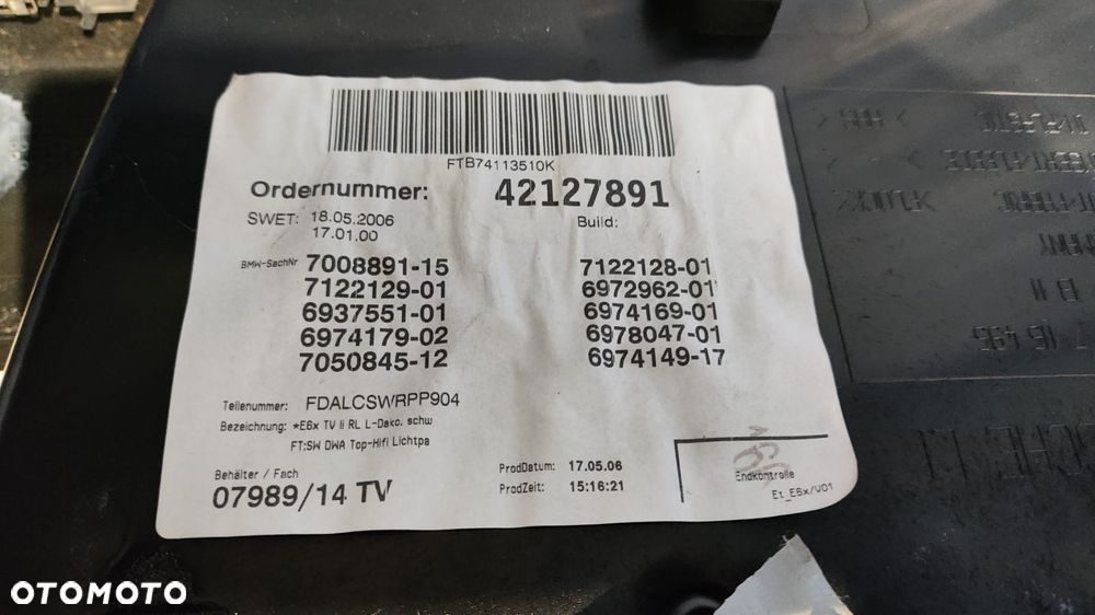 BOCZEK TAPICERKA DRZWI LEWY PRZÓD CZARNY PODUSZKA AIRBAG BMW E63 E64 - 12