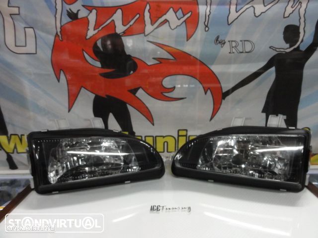 Farois frontais com luz branca 5000k para Honda civic 92-95 JDM Fundo preto - 1