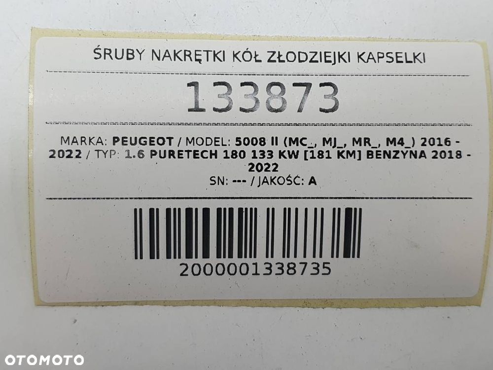 ŚRUBY NAKRĘTKI KÓŁ ZŁODZIEJKI KAPSELKI KOMPLET PEUGEOT 5008 II M12X1.25 17 - 6