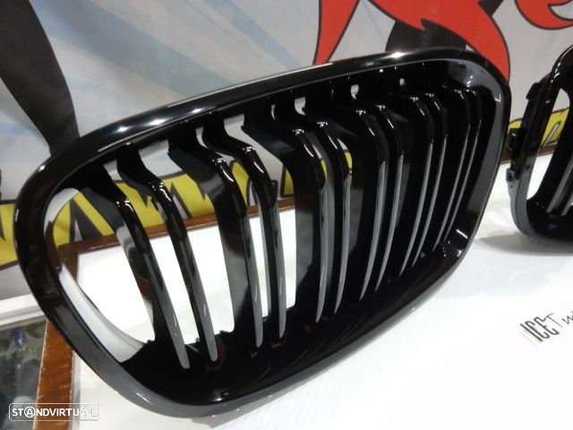 Grelha frontal BMW F20 / F21 11-15 M2 look / dupla lamina preto piano brilhante - 4