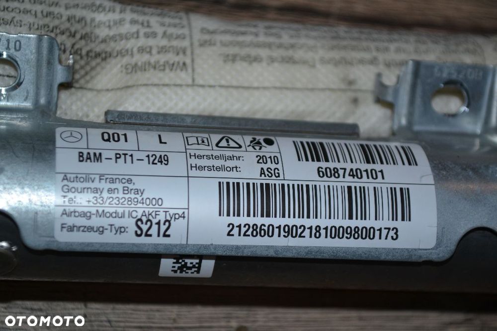 MERCEDES W212 E-KLASA KOMBI KURTYNA POWIETRZNA AIRBAG LEWA 2128601902 - 2