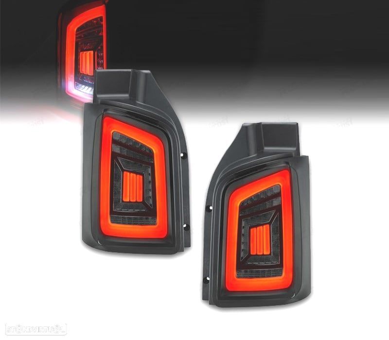FAROLINS TRASEIROS VOLKSWAGEN VW TRANSPORTER T5 2P 03-09 LIGHT BAR CARDNA FUNDO PRETO FUMADO - 1