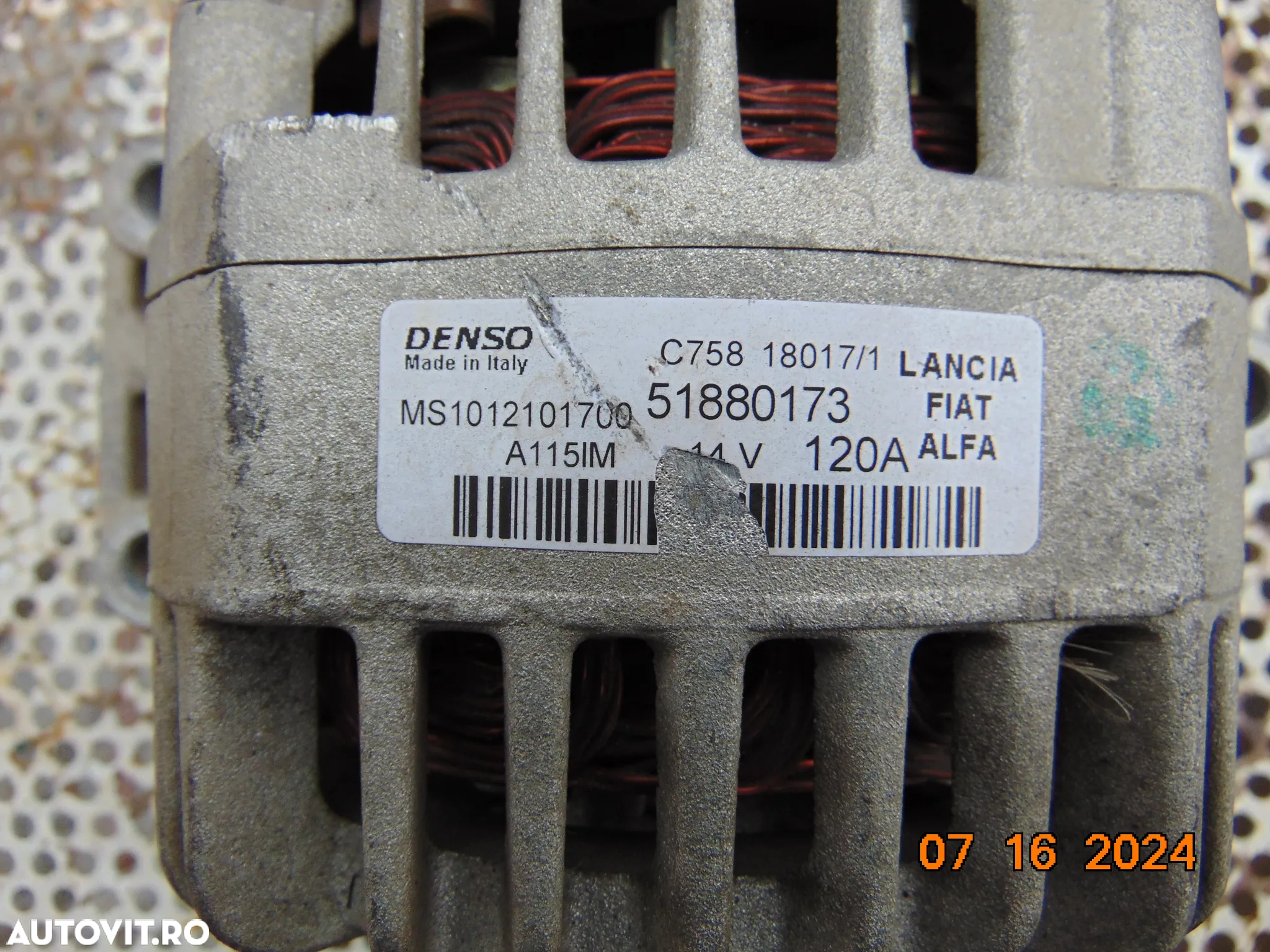 Alternator fiat tipo 1.4 benzina cod 51880173 fiat 500 1.3 puntoalfa romeo - 3