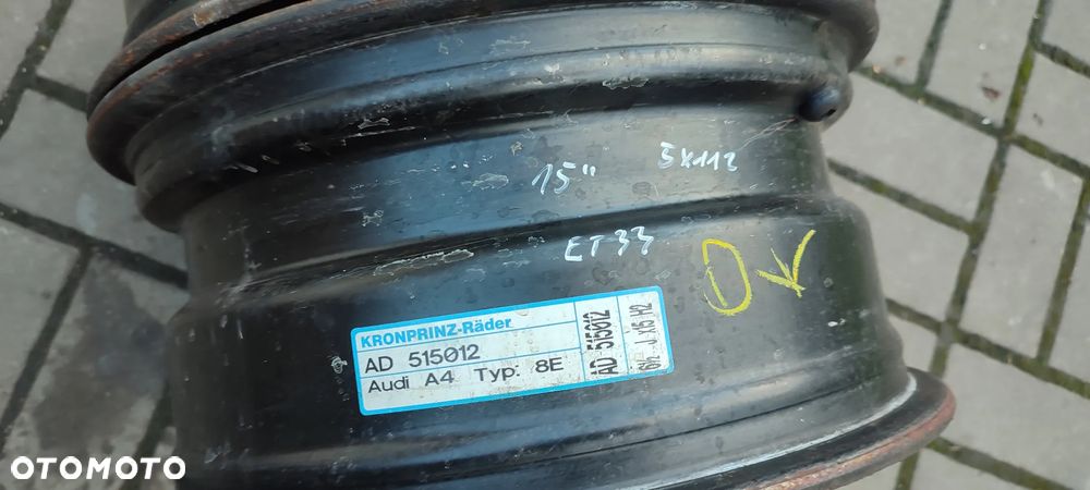 FELGI STALOWE 5x112 6,5Jx15 CALI ET33 AUDI A4B6 B7 2 SZTUKI PARA - 9