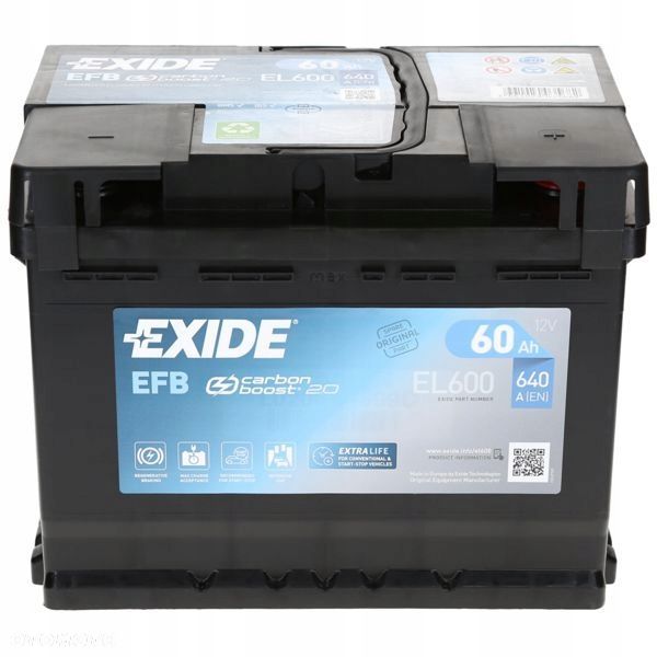 Akumulator Exide EL600 60Ah 640A L2 EFB StartStop - 17 kg - 2