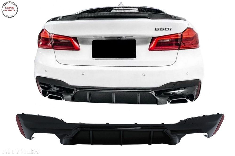 Difuzor Bara Spate BMW Seria 5 G30 G31 (2017+) M5 Design Negru Lucios- livrare gratuita - 1