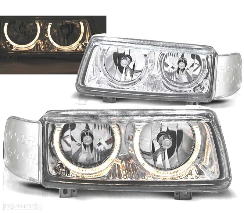 FARÓIS ANGEL EYES VOLKSWAGEN VW PASSAT 93-96 FUNDO CROMADO - 1