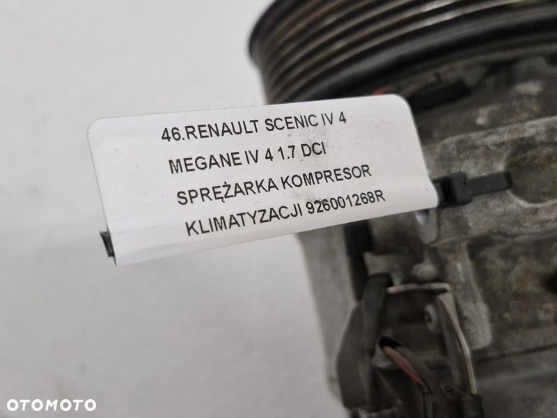 RENAULT SCENIC IV 4 MEGANE IV 4 1.7 DCI SPRĘŻARKA KOMPRESOR KLIMATYZACJI 926001268R - 7