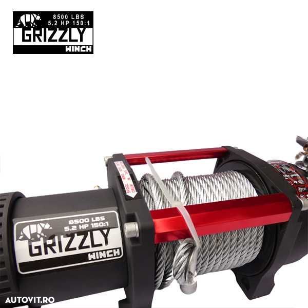 Troliu Grizzly Winch 8500LBS (3855KG) cablu de otel 12V - 2
