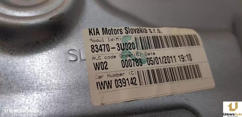 ELEVADOR DE VIDRO TRASEIRO ESQUERDO KIA SPORTAGE 2011 -834703U020 - 3