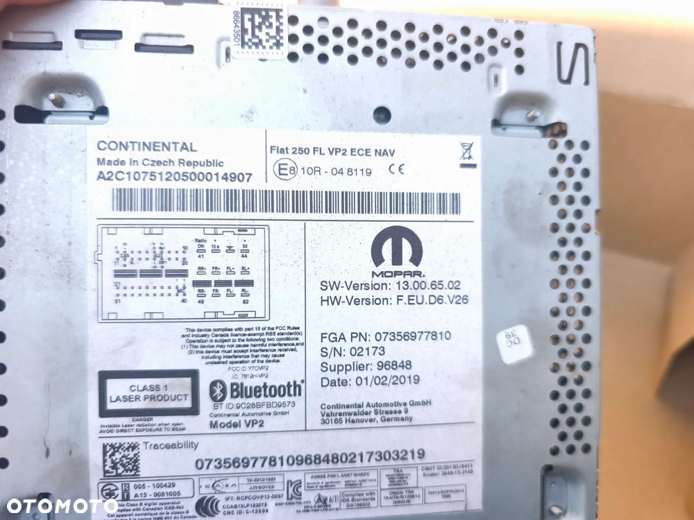 Radio Fiat Ducato III Jumper Boxer Lift 07356977810 Fiat 250 FL VP2 ECE NAV - 4