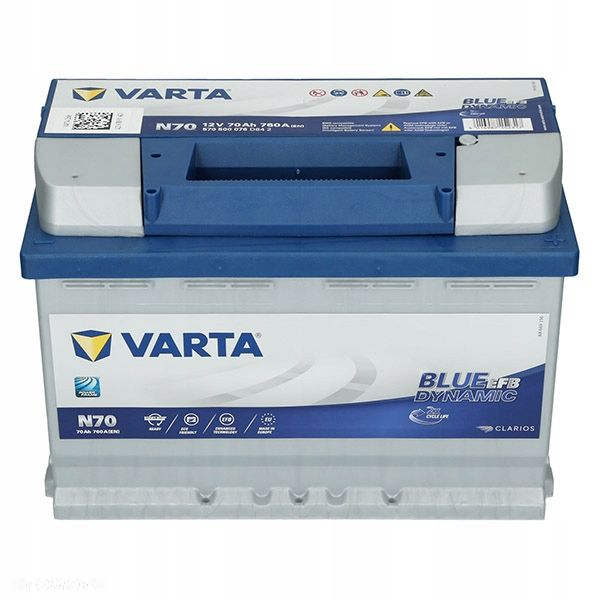 Akumulator Varta EFB N70 12V 70Ah 760A L3 StartStop P - 19,5 kg - 2