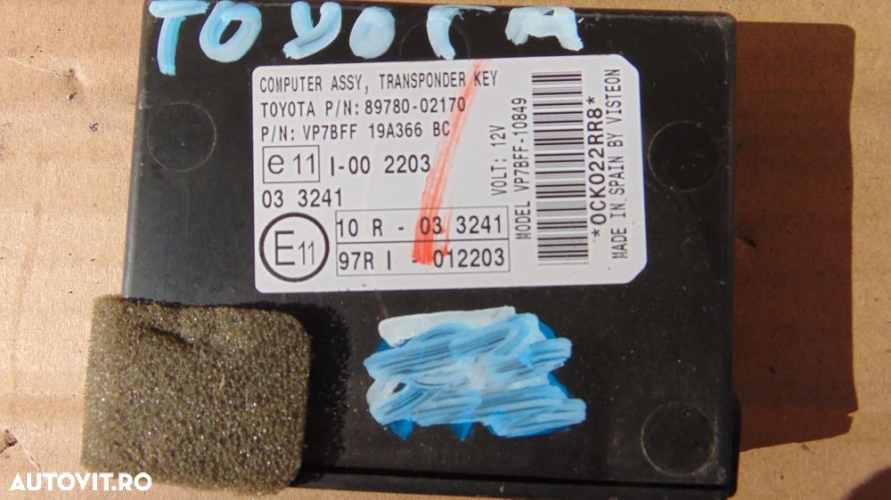 Modul Keyless/transponder Toyota Auris an 2006-2012 cod 89780-02170 - 2