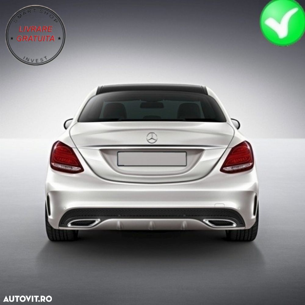 Difuzor Bara Spate cu Ornamente Mercedes C-Class W205 (2014-2020) C63 Design Negru- livrare gratuita - 15