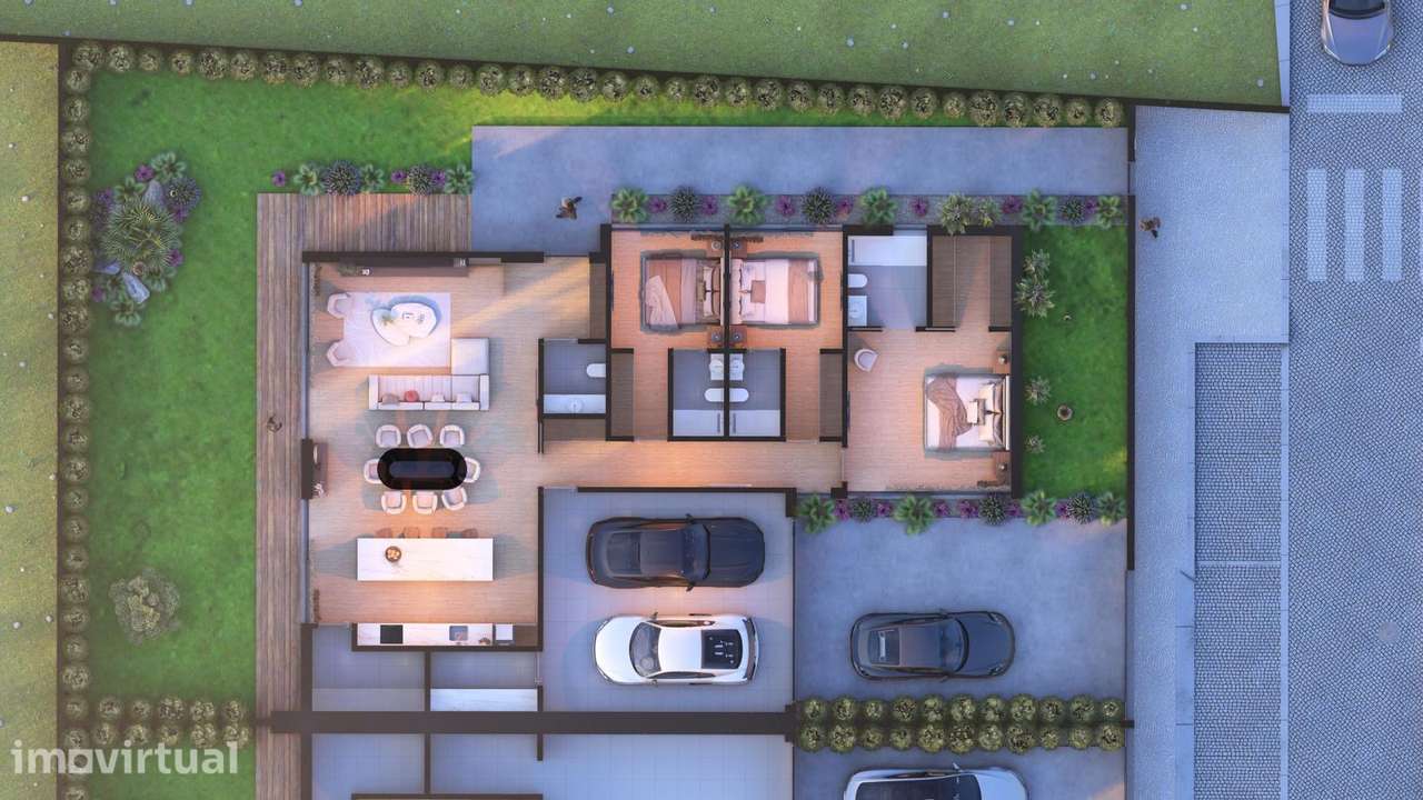 Moradia térrea nova T3 de 4 frentes arquitetura moderna - Grande imagem: 5/12