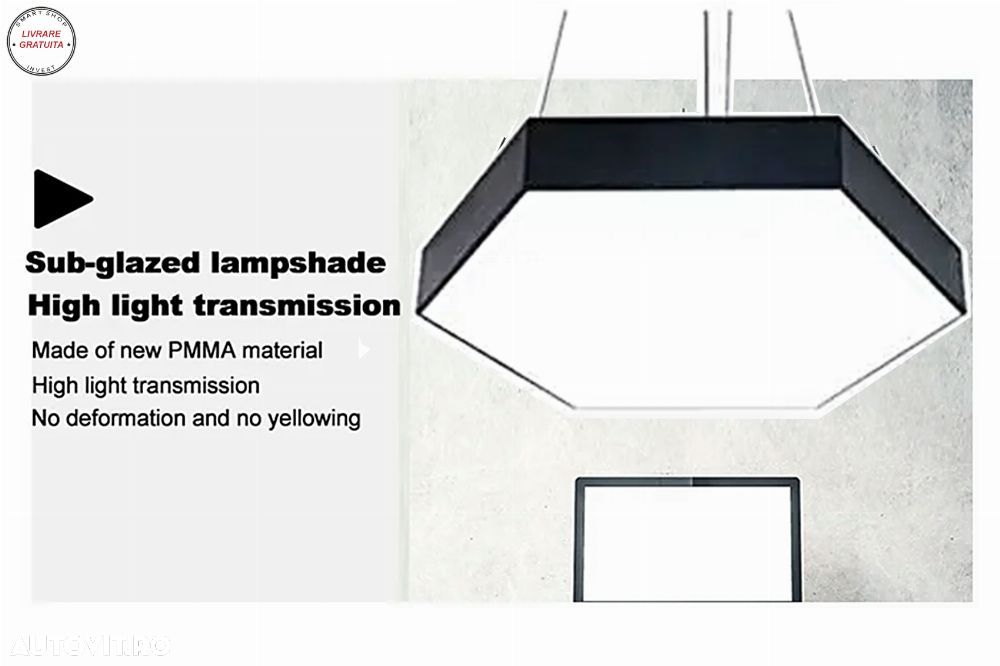 Candelabru Sistem de Iluminare Plafon Hexagon HoneyComb 6500K Diametru 60cm Reglab- livrare gratuita - 4