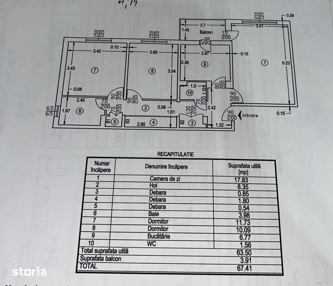 Apartament 3 camere, 67mp, Tudor Vladimirescu, Pitești — fotografia 1