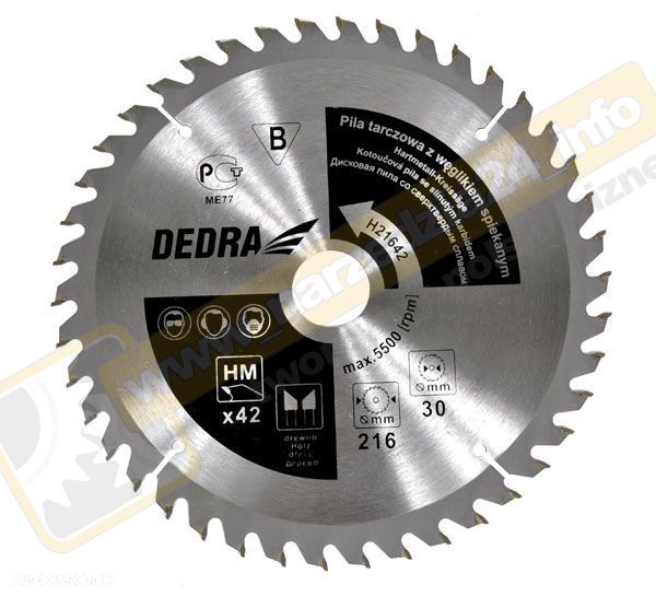 Piła tarczowa do drewna 80z śr.350x30 mm dedra H35080 - 6