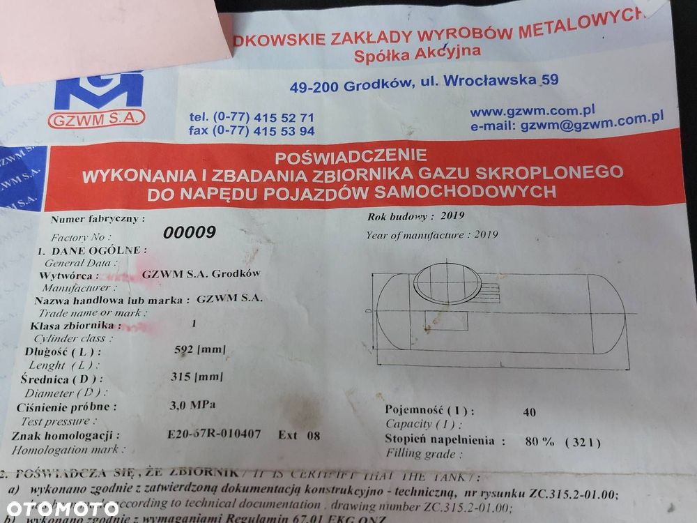 BUTLA GAZOWA LPG 40L 2029R WALEC PAPIER + ZAWÓR - 2