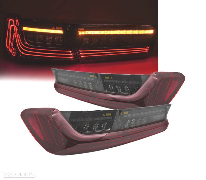 FAROLINS PARA BMW G20 19-22 ASPECTO LASER VERMELHO PRETO LED - 1