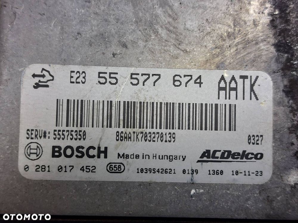 ZESTAW STARTOWY OPEL ASTRA J 55577674 0281017452 13318784 13302301 - 2