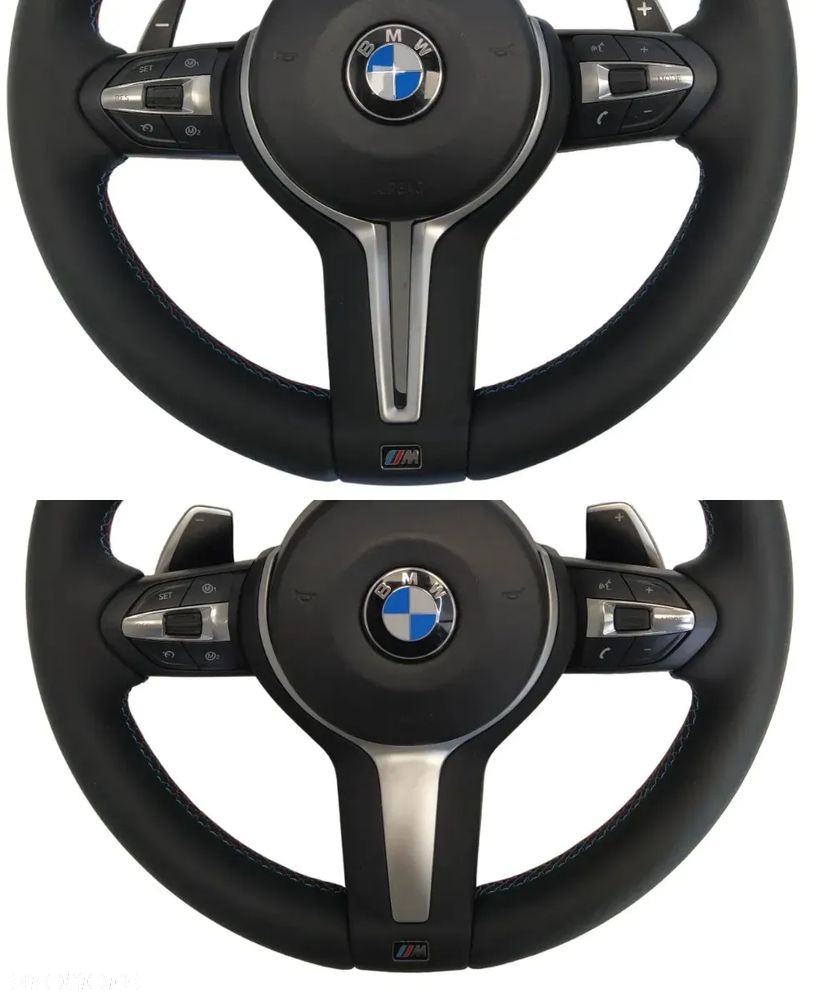 BMW F10 F11 F20 F30 KIEROWNICA MULTIFUNKCYJNA AIRBAG SKÓRA ŁOPATKI NIEBIESKO CZEROWNA NIĆ NOWA - 1