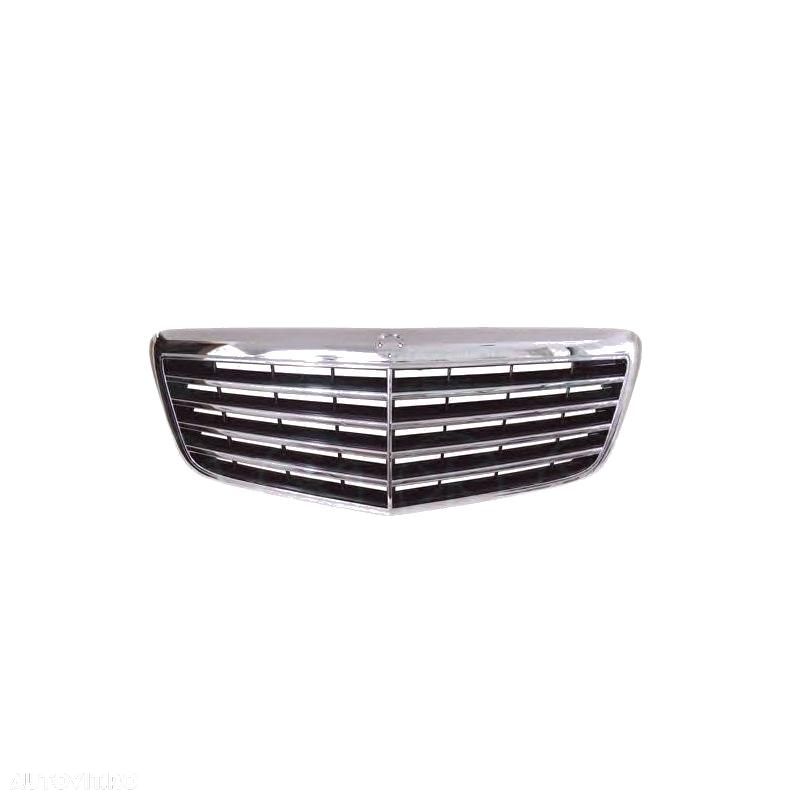 Grila radiator Mercedes Clasa E (W211) Sedan/Combi, 06.2006-2009, crom/negru, 2118801783,501705 - 1