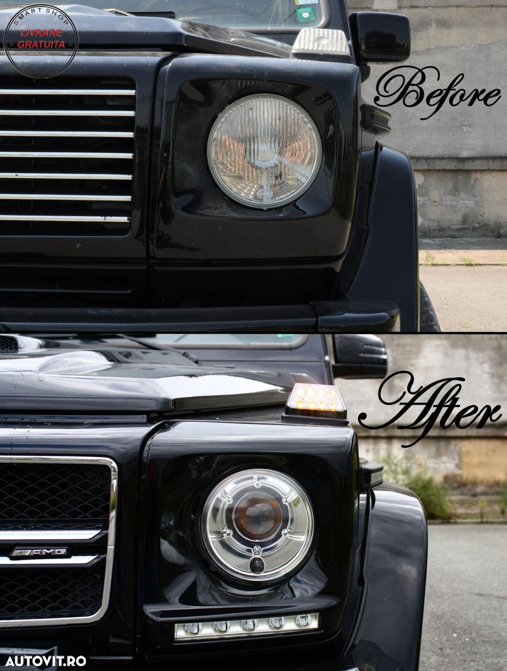 Carcasa faruri cu Lumini de zi dedicate LED DRL Mercedes G-class W463 (1989-2012) - livrare gratuita - 10