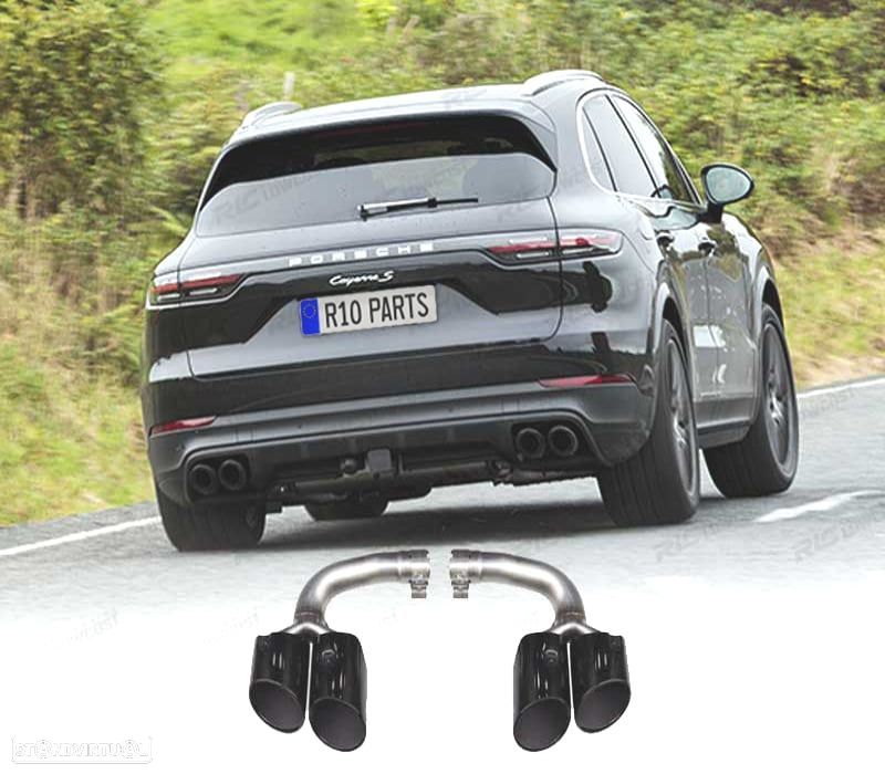 PONTEIRAS DE ESCAPE PORSCHE CAYENNE 17- LOOK S PRETO - 1