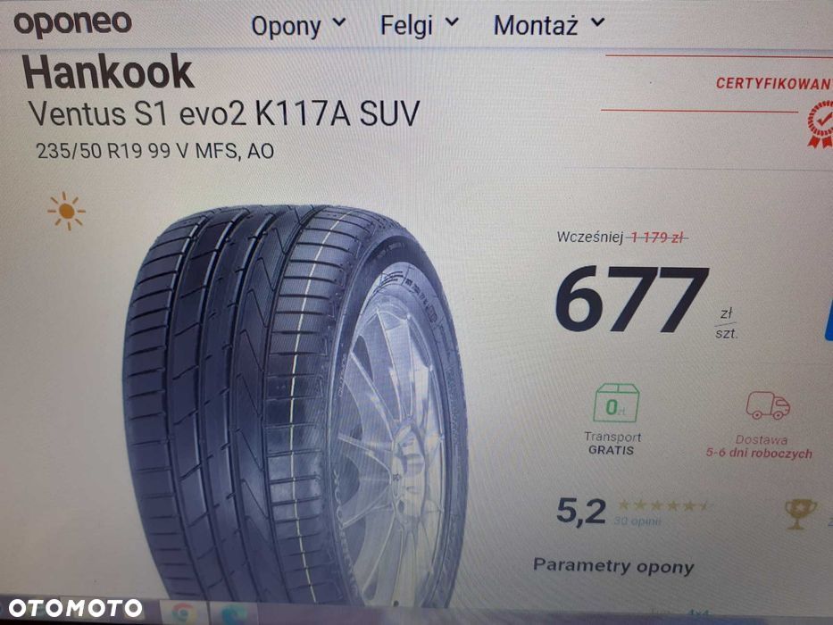 Opony 4x HANKOOK VENTUS S1 EVO2 SUV  235/50R19 99V, 7mm, 2019r. - 8