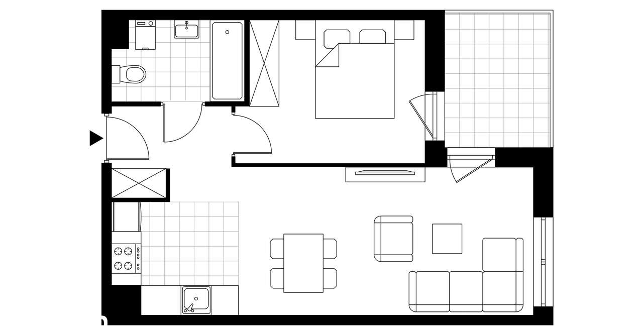 2-pokojowe mieszkanie 43m2 + loggia Bezpośrednio - Pełny obrazek: 3/23
