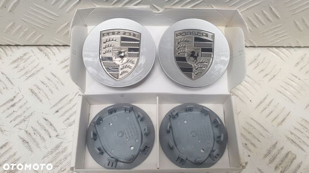 porsche platinum silver dekielek kapselek zaślepka felg 9p1601147l ou7 - 1