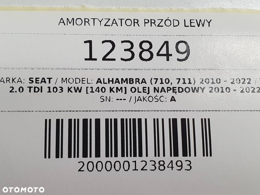 AMORTYZATOR MCPHERSON PRZÓD PRZEDNI LEWY ALHAMBRA II SHARAN 7N 2.0 TDI - 9