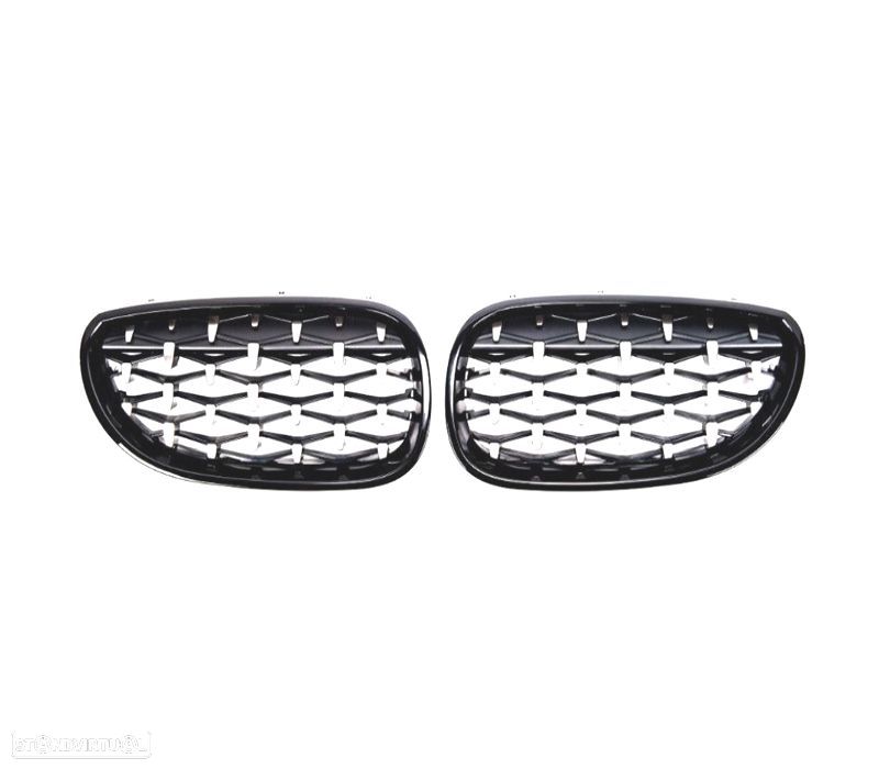 GRELHAS FRONTAIS BMW E60 E61 03-10 DIAMANTE PRETO BLACK DIAMOND - 3