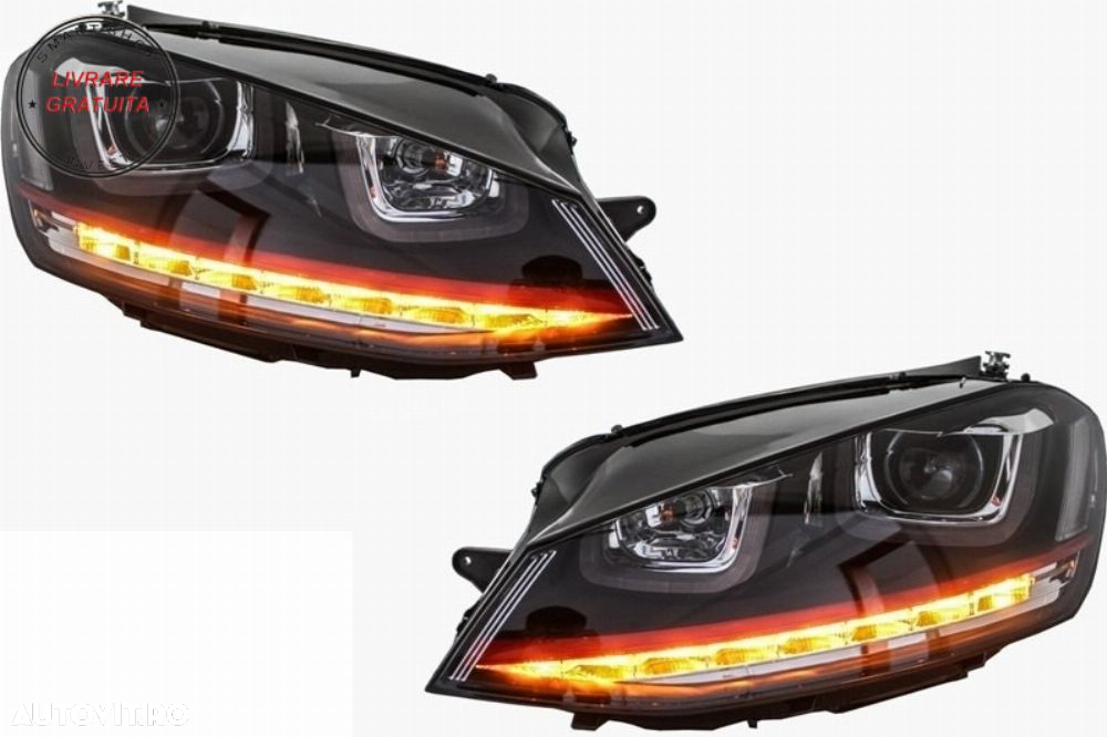 RHD Faruri 3D LED VW Golf 7 VII (2012-2017) R20 GTI Design Semnal Dinamic LED- livrare gratuita - 5