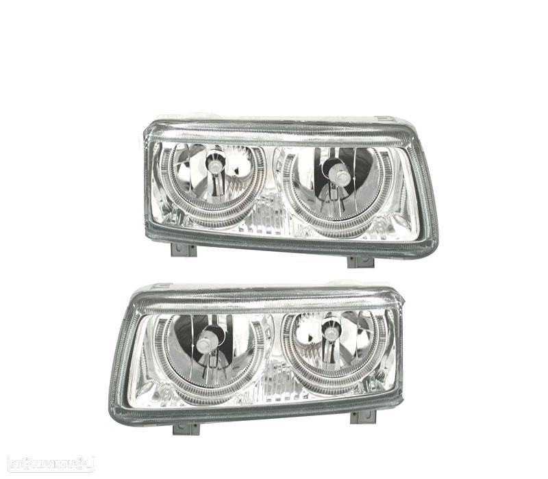 FARÓIS VOLKSWAGEN VW PASSAT 93-96 ANGEL EYES FUNDO CROMADO - 1